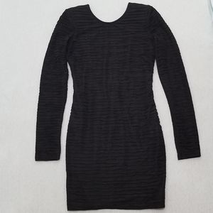 Backstage: Plunge Back Black Mini Dress
